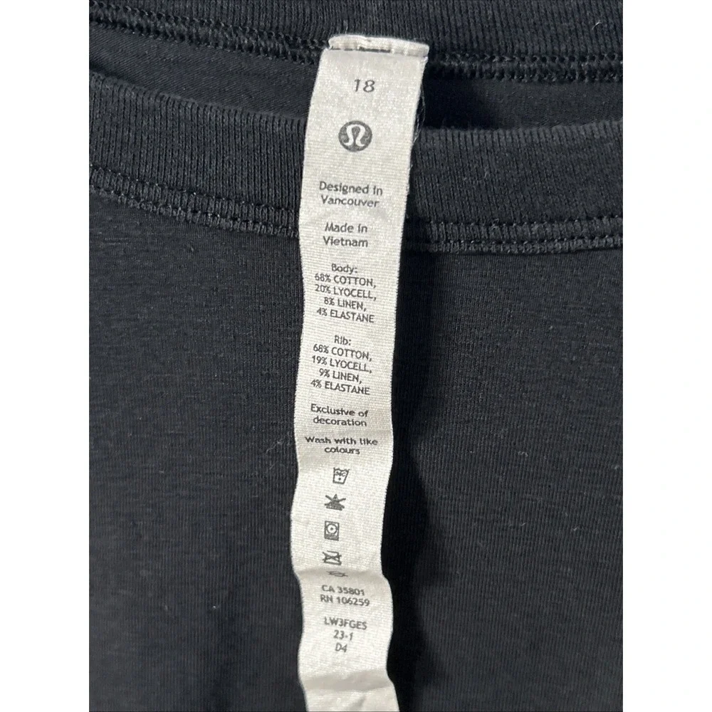 lululemon Classic-Fit Cotton-Blend Long-Sleeve Shirt Black  Sz 18
